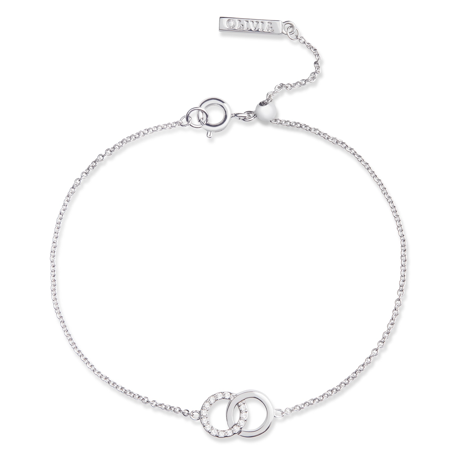 Olivia Burton Silver Coloured Bejewelled Interlink Chain Bracelet