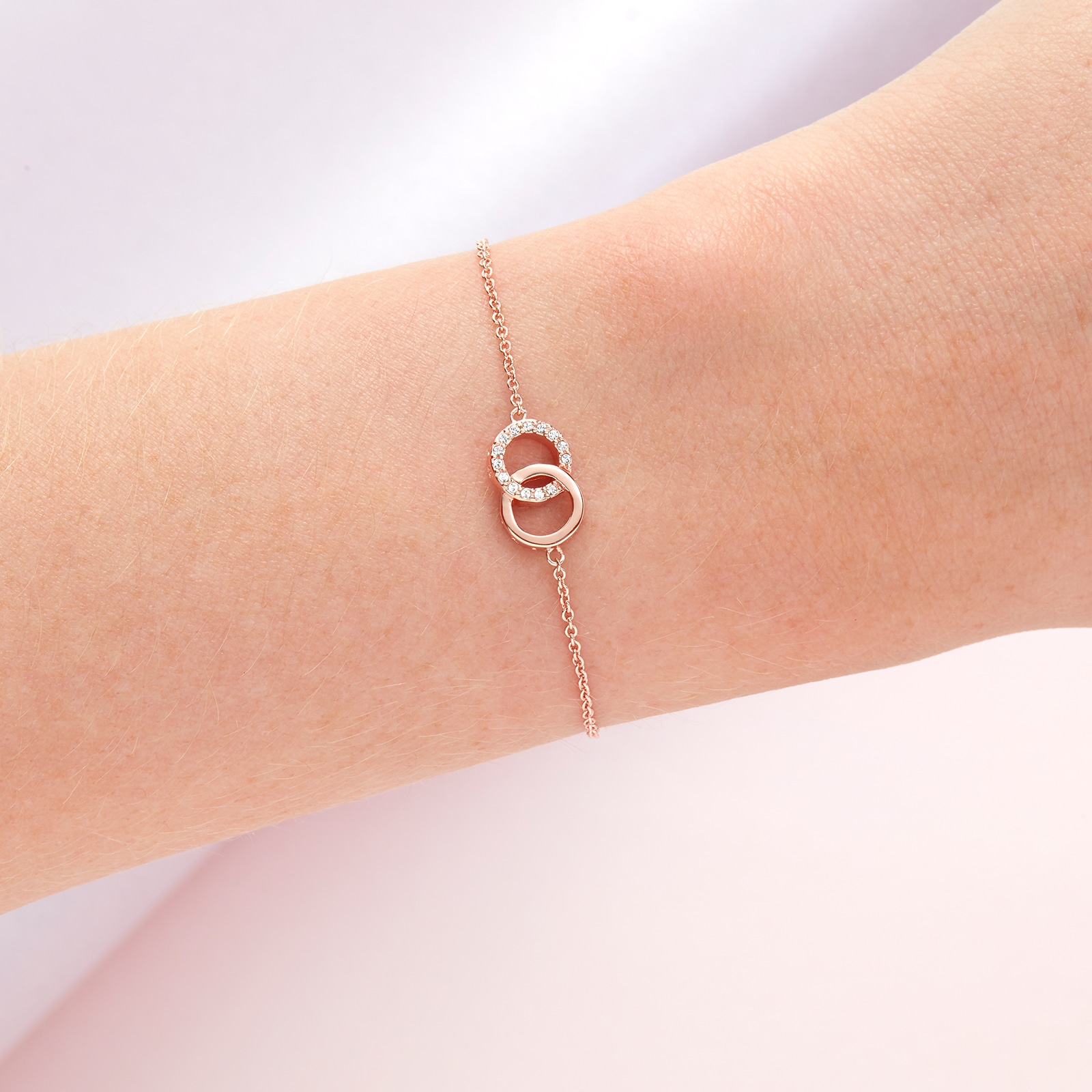 Olivia Burton Rose Gold Coloured Bejewelled Interlink Chain Bracelet