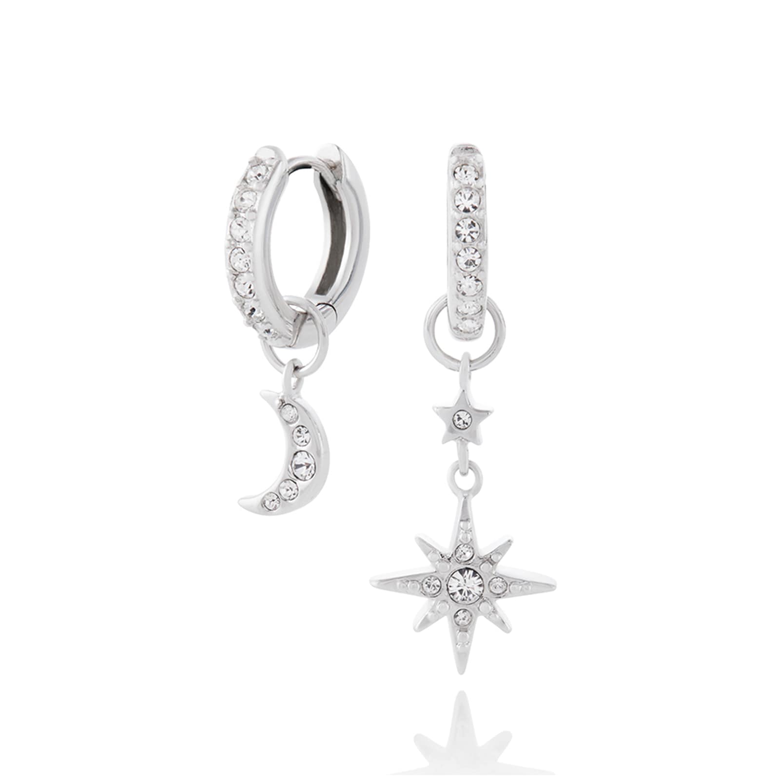 Olivia Burton Sterling Silver Celestial Silver Moon & Star Huggie Hoops