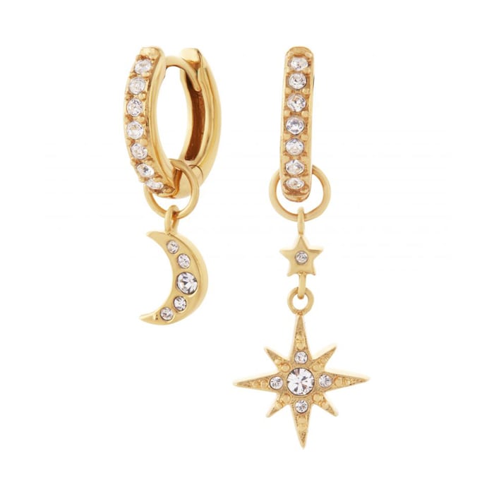 Olivia Burton Yellow Gold Plated Celestial Gold Moon & Star Huggie Hoops