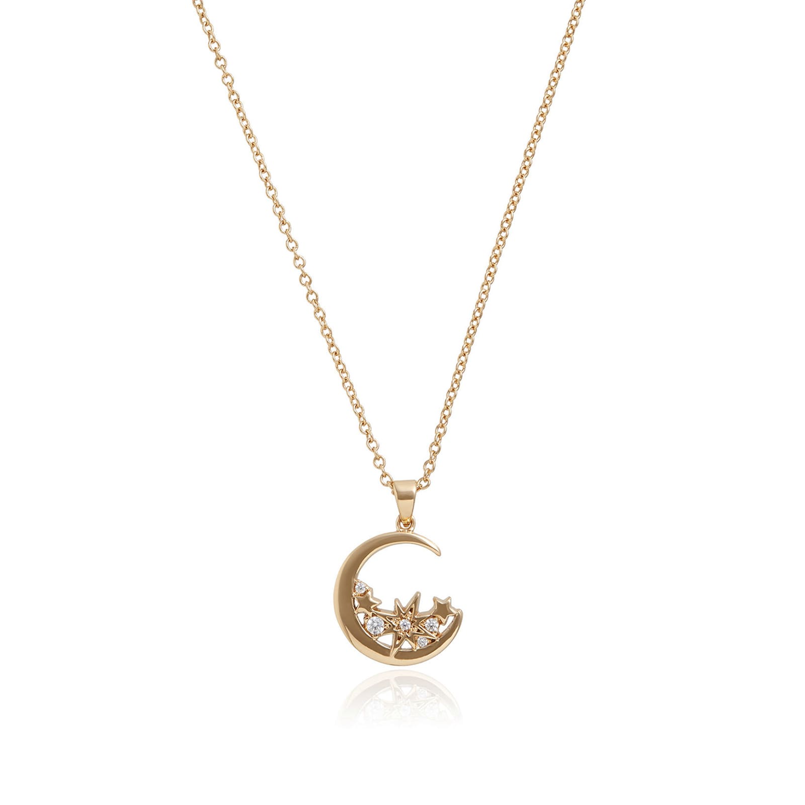 Yellow Gold Plated Celestial Gold Moon Necklace
