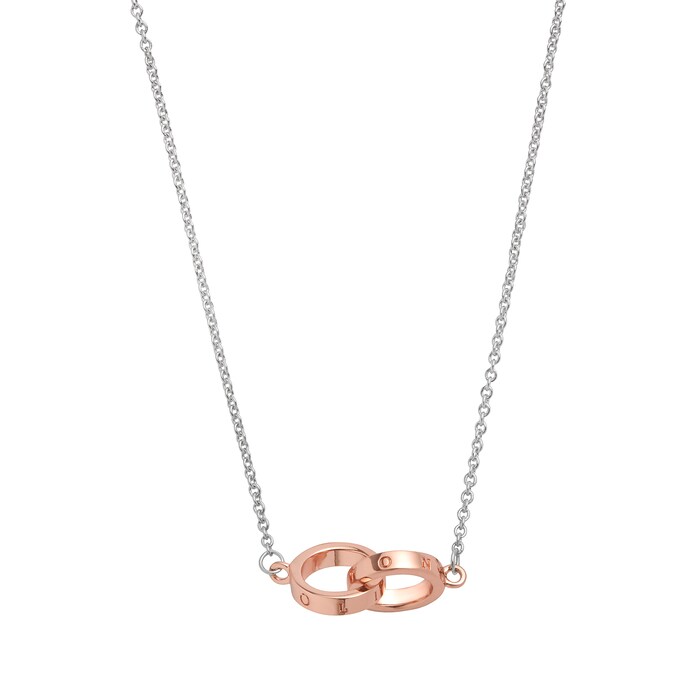 Olivia Burton Silver & Rose Gold Plated Classics Interlink Necklace