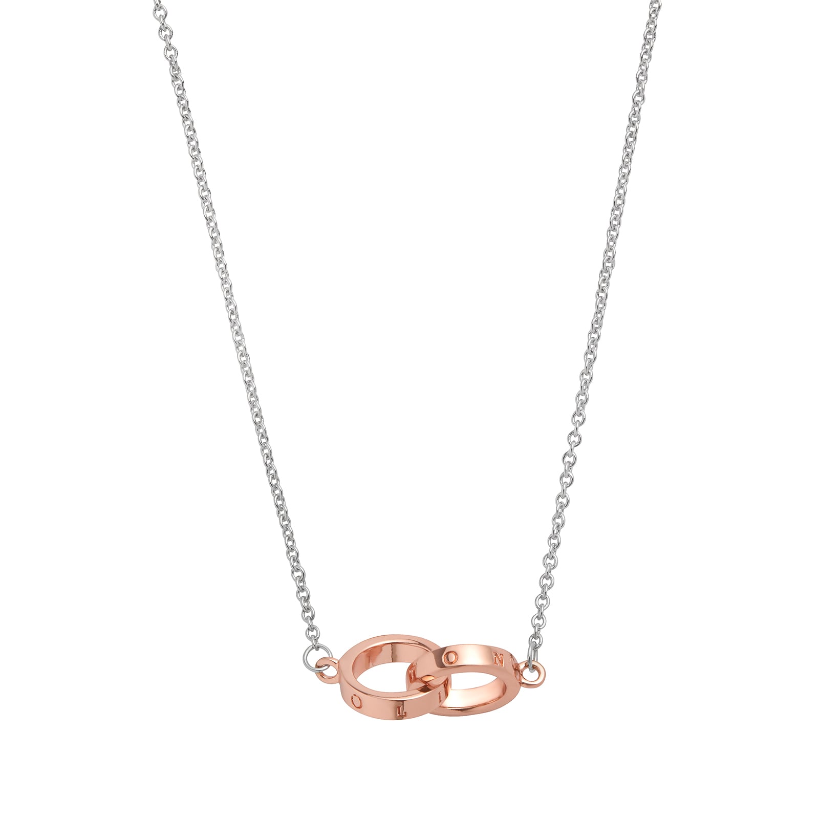 Olivia Burton Silver & Rose Gold Plated Classics Interlink Necklace Olivia Burton Silver & Rose Gold Plated Classics Interlink Necklace