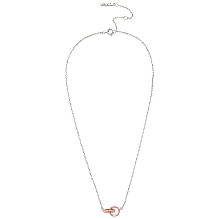 Olivia Burton Silver & Rose Gold Plated Classics Interlink Necklace