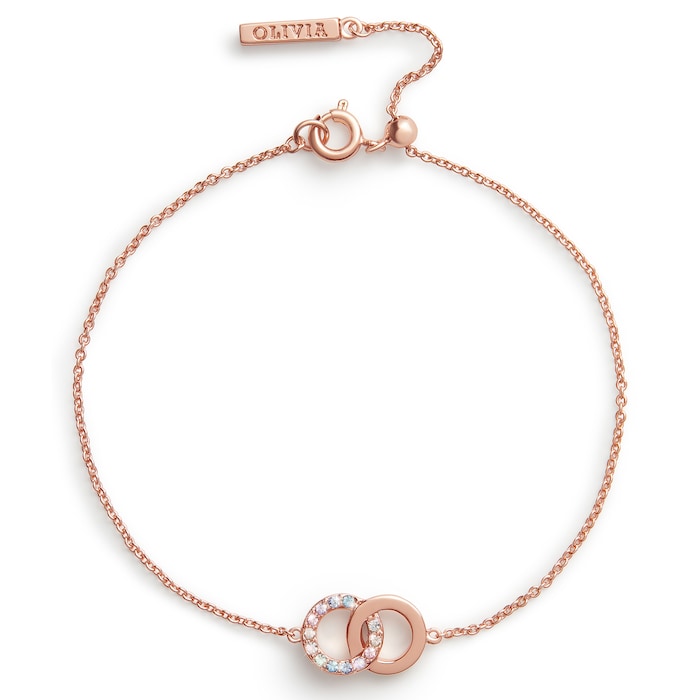 Olivia Burton Rose Gold Plated Bejewelled Classics Interlink Bracelet