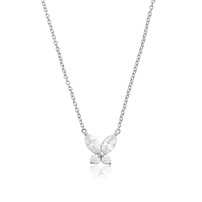 Olivia Burton Silver Coloured Sparkle Butterfly Marquise Necklace