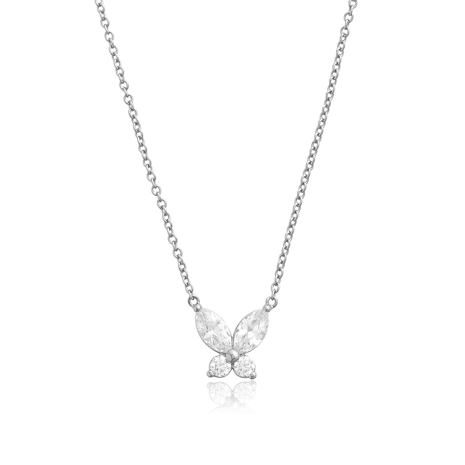 Olivia Burton Silver Coloured Sparkle Butterfly Marquise Necklace