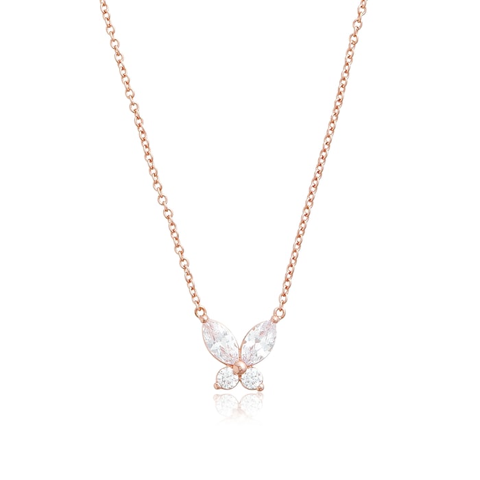 Olivia Burton Rose Gold Plated Sparkle Butterfly Marquise Necklace