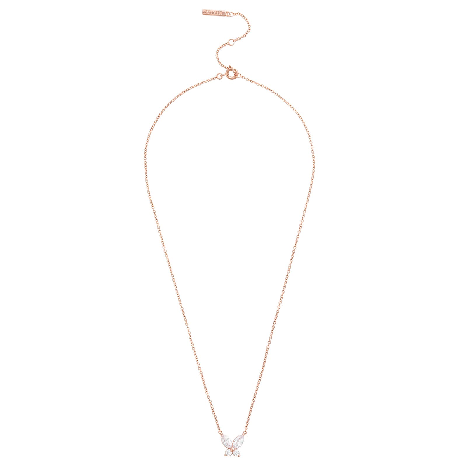 Olivia Burton Rose Gold Plated Sparkle Butterfly Marquise Necklace