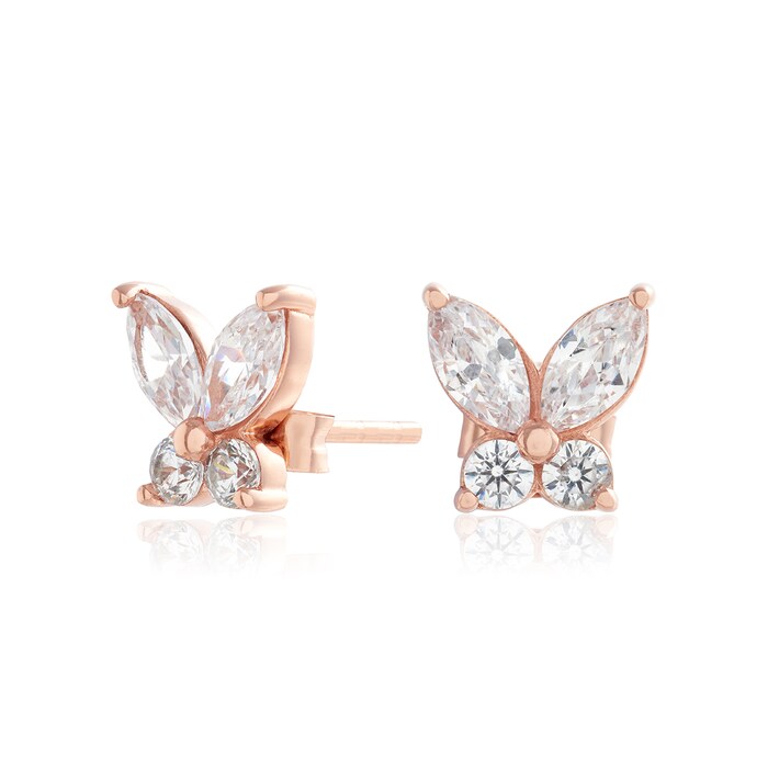 Olivia Burton Rose Gold Plated Sparkle Butterfly Marquise Stud Earrings