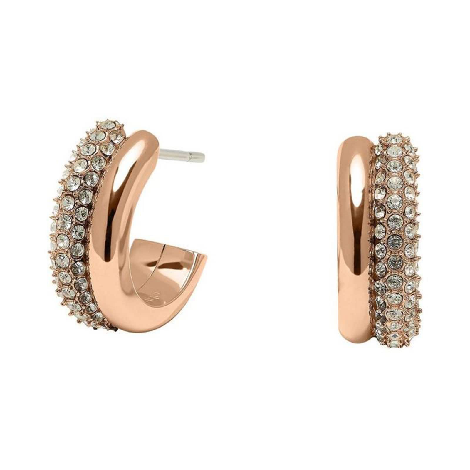 Olivia Burton Rose Gold Coloured Classic Crystal Hoop Earrings