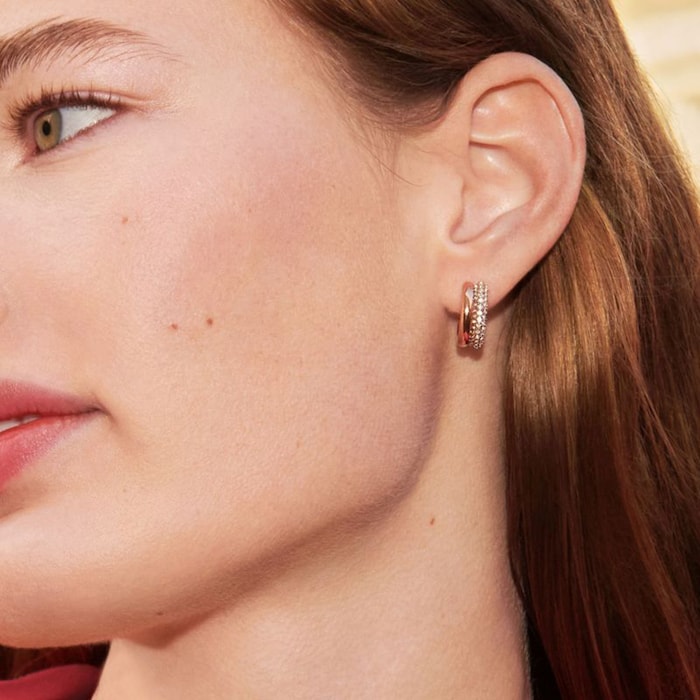 Olivia Burton Rose Gold Coloured Classic Crystal Hoop Earrings