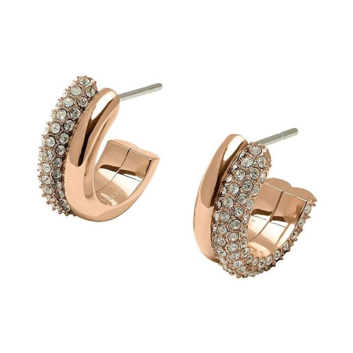 Olivia Burton Rose Gold Coloured Classic Crystal Hoop Earrings