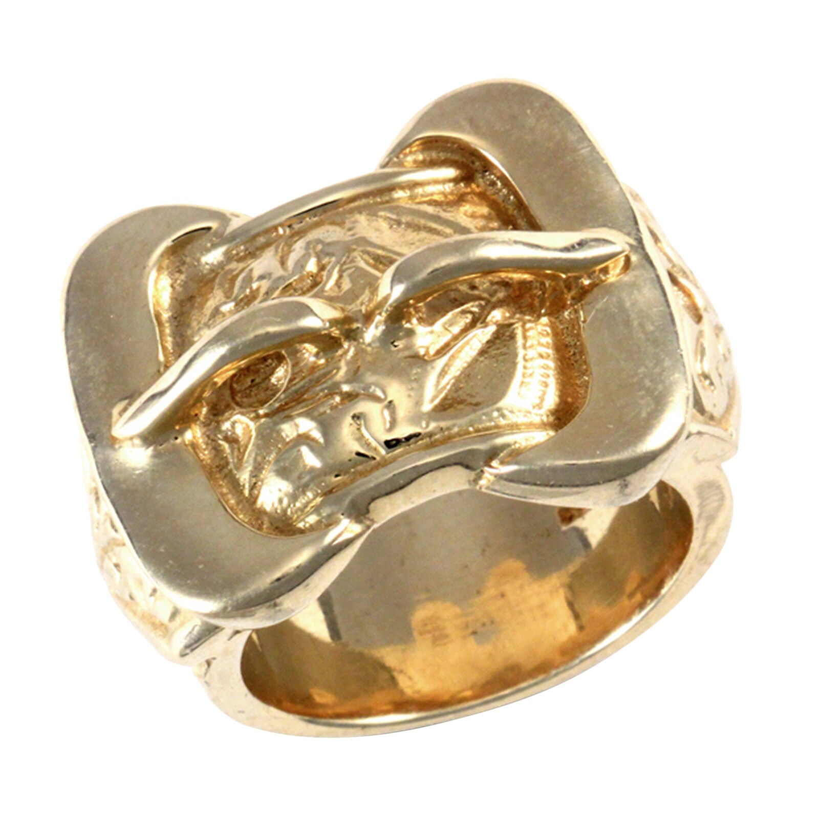 Hallmark 9ct Yellow Gold Double Buckle Ring