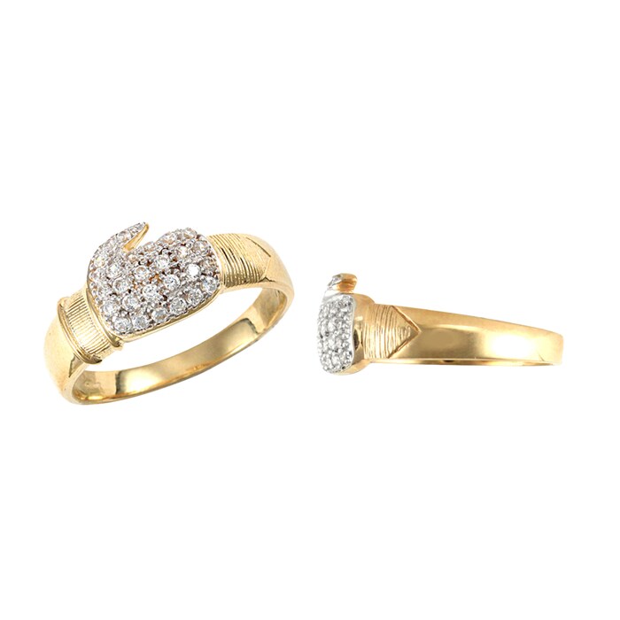 Hallmark 9ct Yellow Gold Cubic Zirconia Boxing Glove Ring