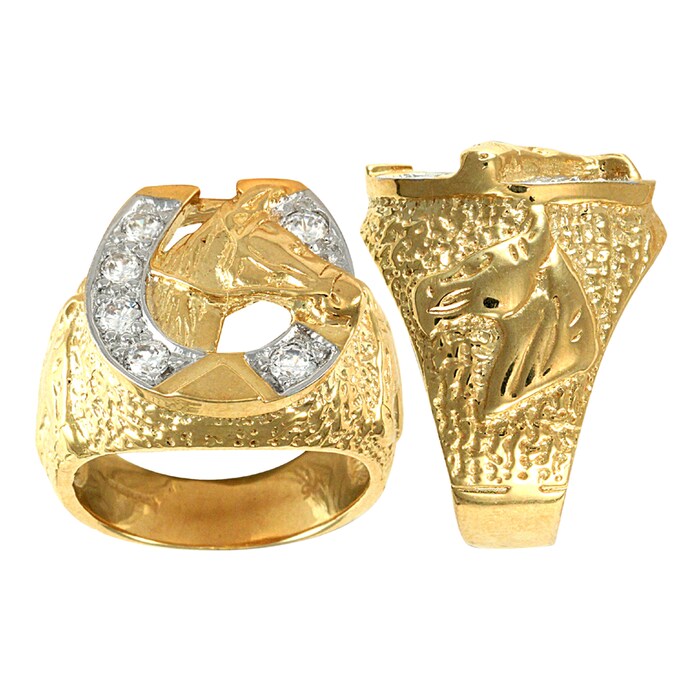 Hallmark 9ct Yellow Gold Cubic Zirconia Horse Shoe Ring