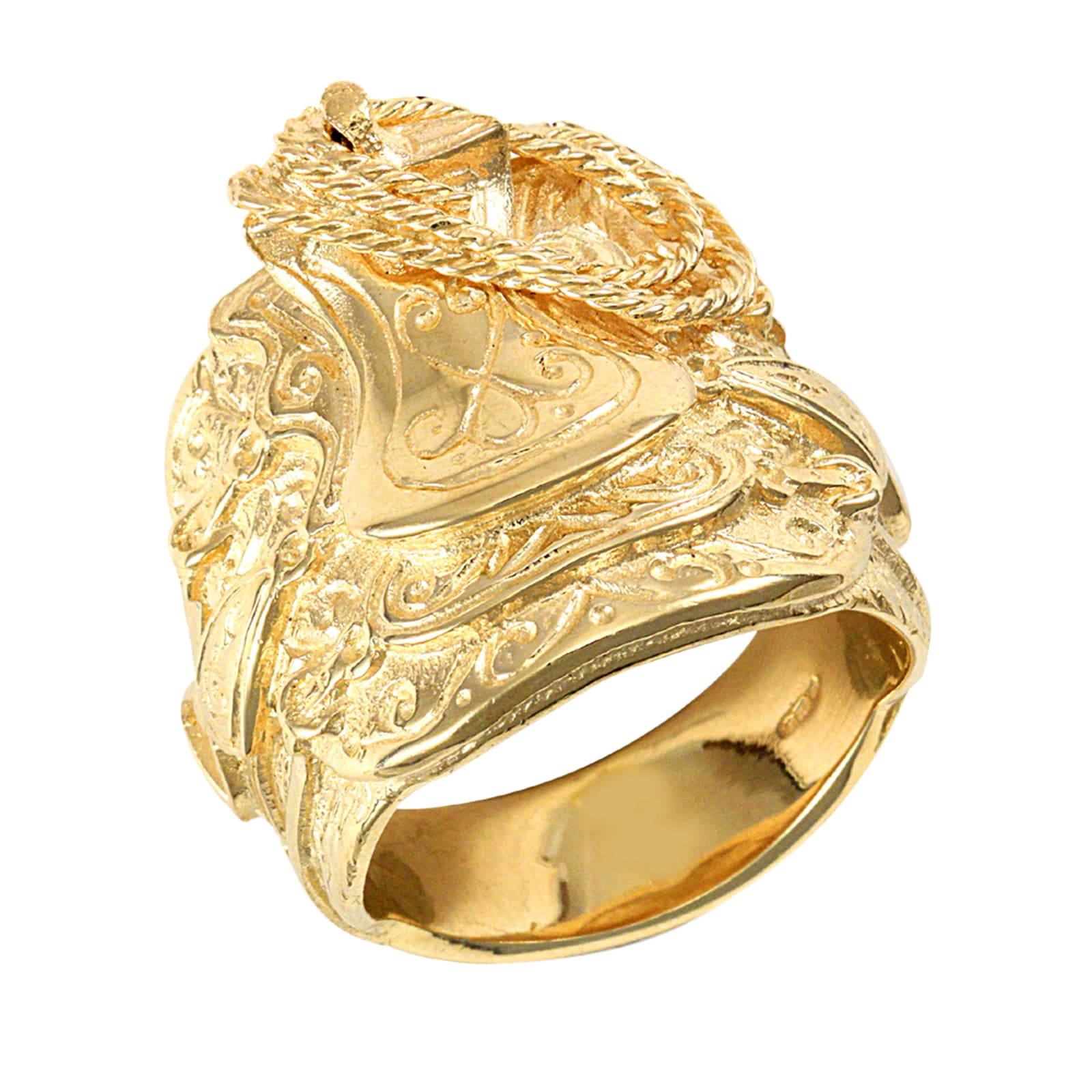 gold saddle ring with diamonds