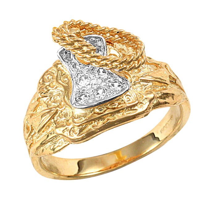 Hallmark 9ct Yellow Gold Cubic Zirconia Saddle Ring