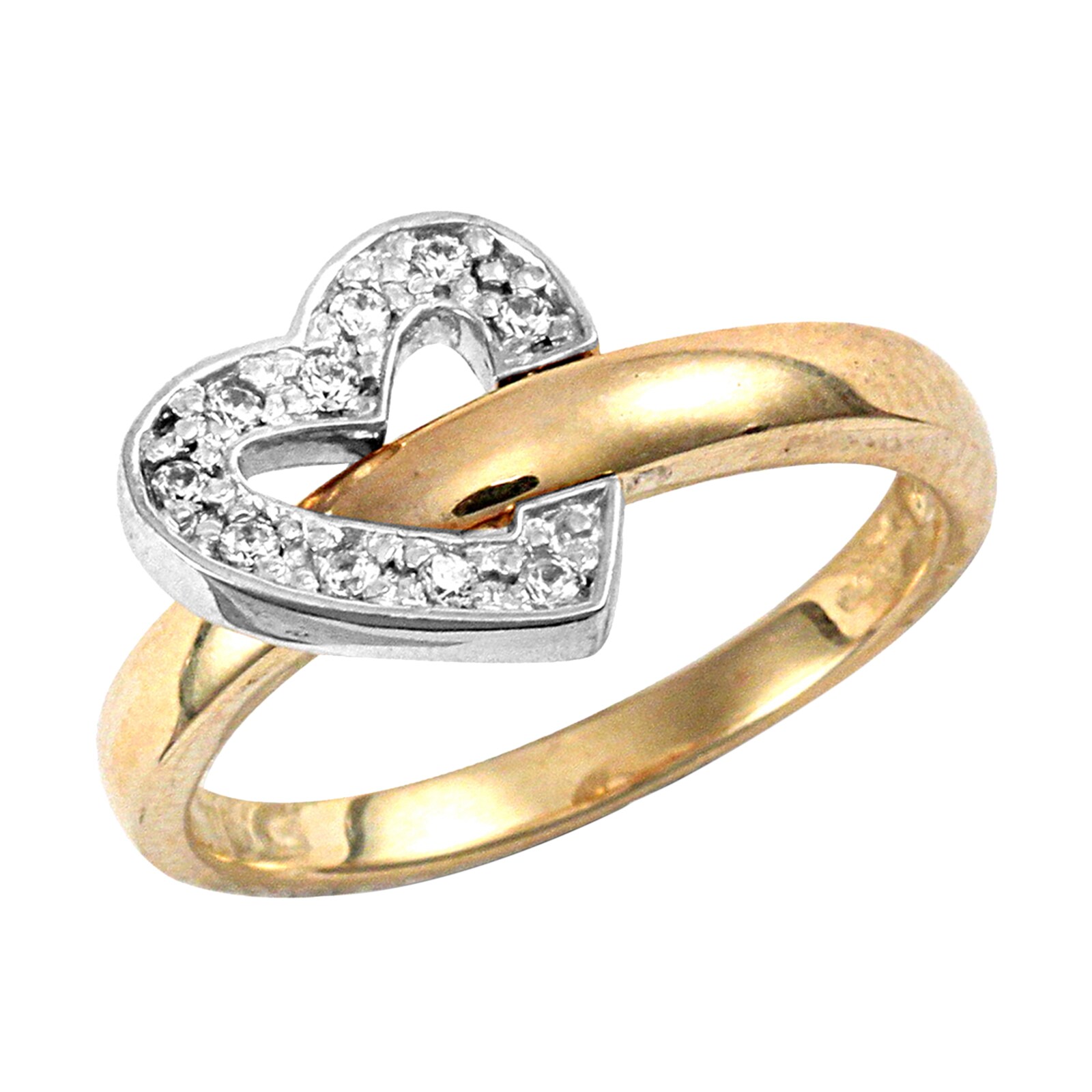 Hallmark 9ct Yellow Gold Cubic Zirconia Flip Over Heart Ring