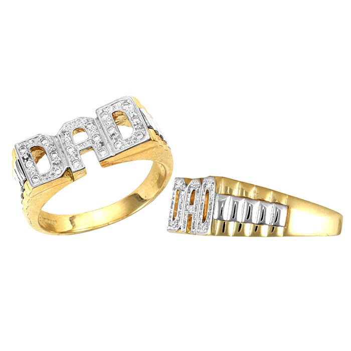 Hallmark 9ct Yellow Gold Cubic Zirconia Dad Ring