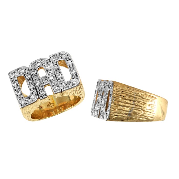 Hallmark 9ct Yellow Gold Cubic Zirconia Dad Ring