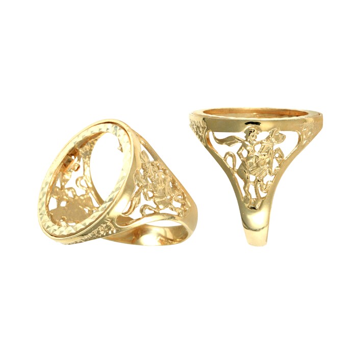 Hallmark 9ct Yellow Gold Full St George Sovereign Ring