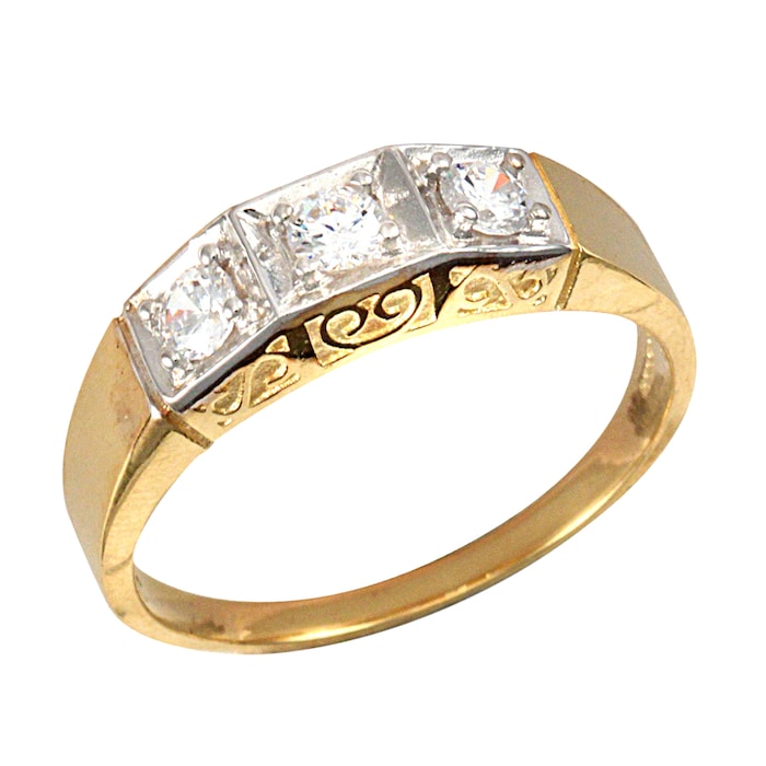 Hallmark 9ct Yellow Gold Gents Cubic Zirconia Ring