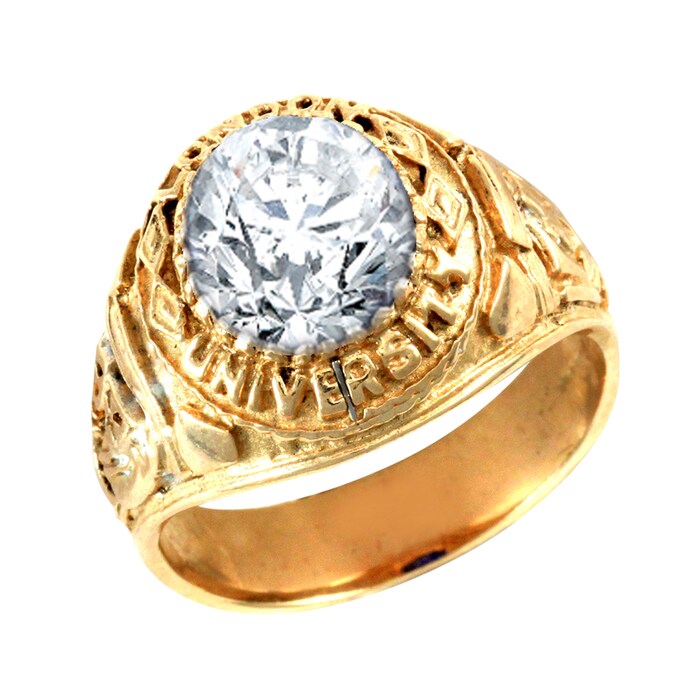 Hallmark 9ct Yellow Gold Cubic Zirconia Stone College Ring