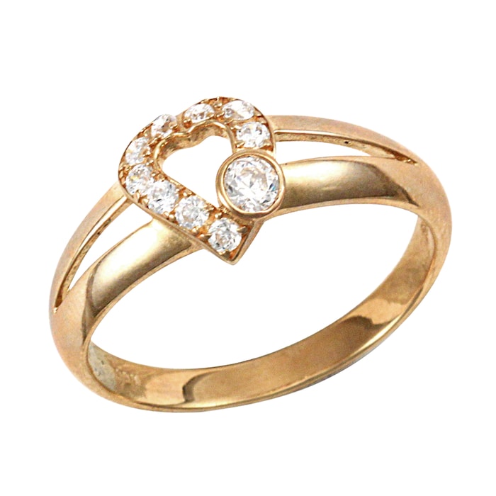 Hallmark 9ct Yellow Gold Cubic Zirconia Heart Ring