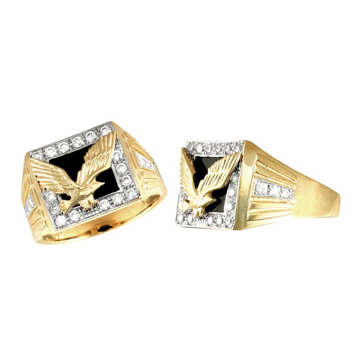 Hallmark 9ct Yellow Gold Gents Cubic Zirconia Ring