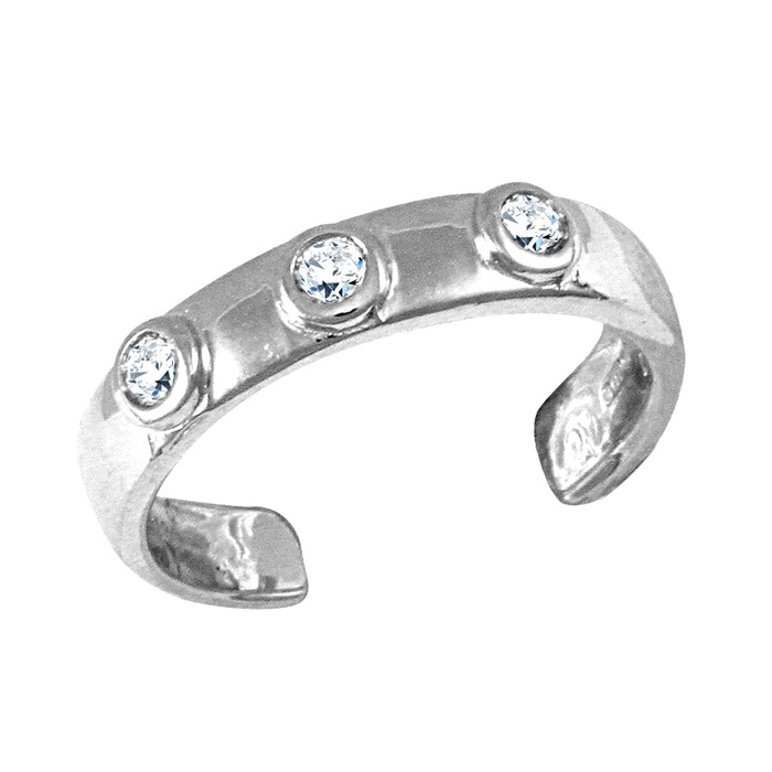 Hallmark 9ct White Gold Cubic Zirconia Toe Ring
