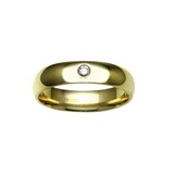 Hallmark 18ct Yellow Gold 8mm Diamond 0.10ct Rubover Set Wedding Ring