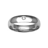 Hallmark 9ct White Gold 6mm Diamond 0.10ct Rubover Set Wedding Ring