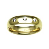 Hallmark 9ct Yellow Gold 8mm Diamond 0.30ct Rubover Set Wedding Ring