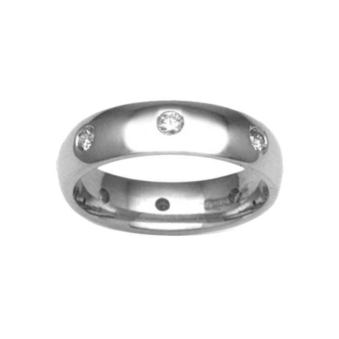 Hallmark 18ct White Gold 5mm Diamond 0.40ct Rubover Set Wedding Ring