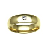 Hallmark 18ct Yellow Gold 7mm Diamond 0.10ct Rubover Set Wedding Ring
