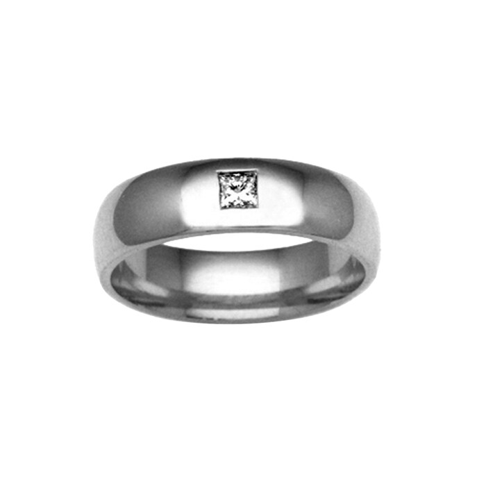 Hallmark 9ct White Gold 5mm Diamond 0.05ct Rubover Set Wedding Ring