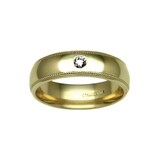 Hallmark 9ct Yellow Gold 7mm Diamond 0.10ct Rubover Set Wedding Ring