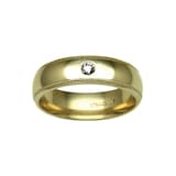 Hallmark 18ct Yellow Gold 7mm Diamond 0.10ct Rubover Set Wedding Ring