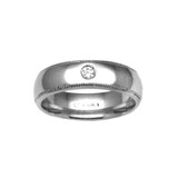 Hallmark 9ct White Gold 5mm Diamond 0.05ct Rubover Set Wedding Ring
