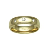 Hallmark 9ct Yellow Gold 3mm Diamond 0.06ct Rubover Set Wedding Ring
