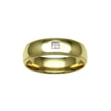 Hallmark 9ct Yellow Gold 8mm Diamond 0.10ct Rubover Set Wedding Ring