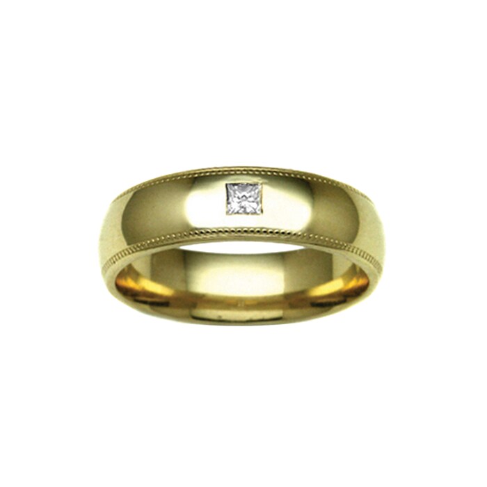Hallmark 18ct Yellow Gold 5mm Diamond 0.05ct Rubover Set Wedding Ring