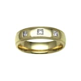 Hallmark 9ct Yellow Gold 5mm Diamond 0.15ct Rubover Set Wedding Ring