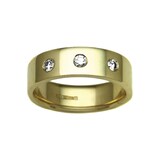 Hallmark 9ct Yellow Gold 6mm Diamond 0.24ct Rubover Set Wedding Ring