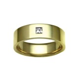 Hallmark 9ct Yellow Gold 5mm Diamond 0.07ct Rubover Set Wedding Ring
