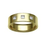 Hallmark 9ct Yellow Gold 3mm Diamond 0.09ct Rubover Set Wedding Ring