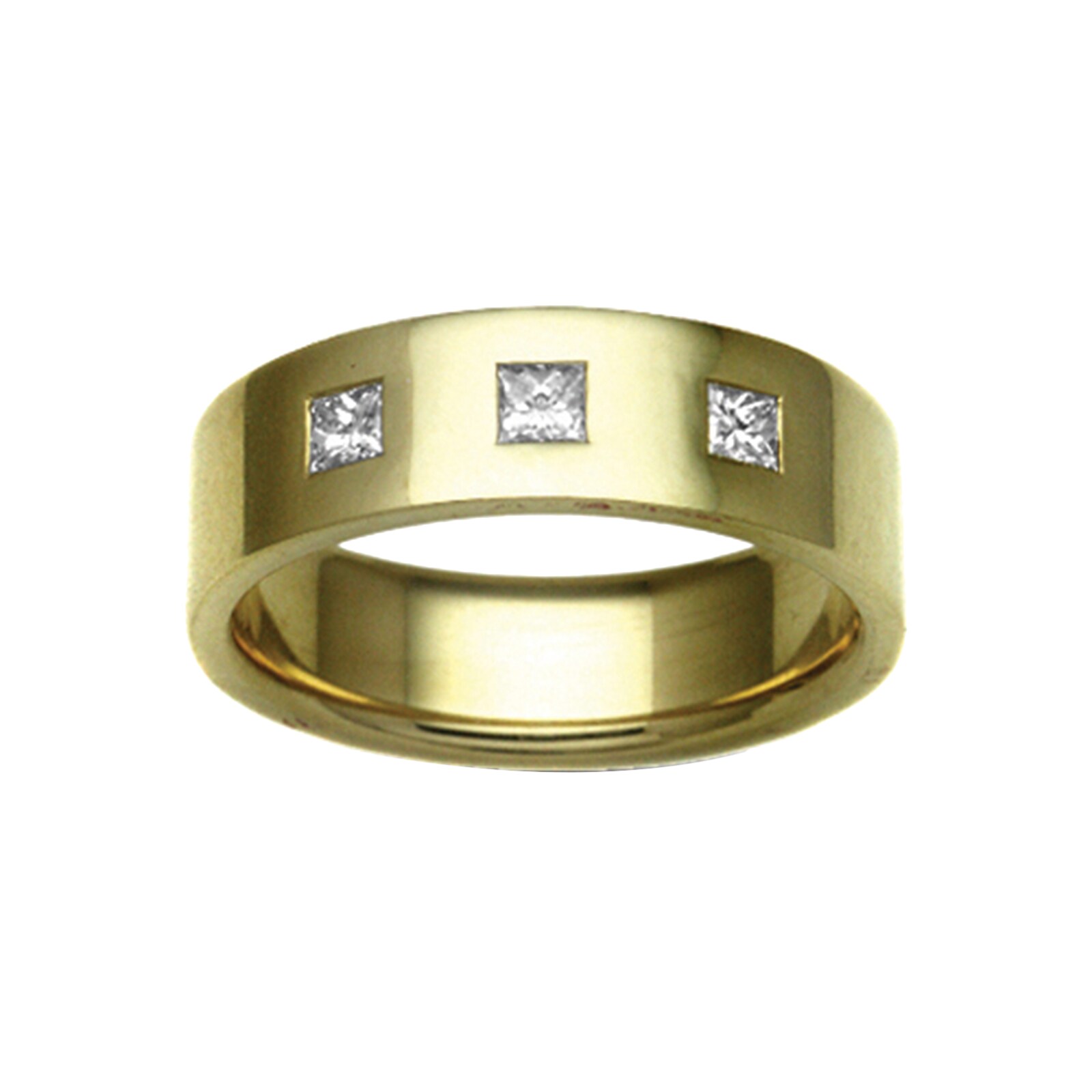 Hallmark 18ct Yellow Gold 5mm Diamond 0.21ct Rubover Set Wedding Ring