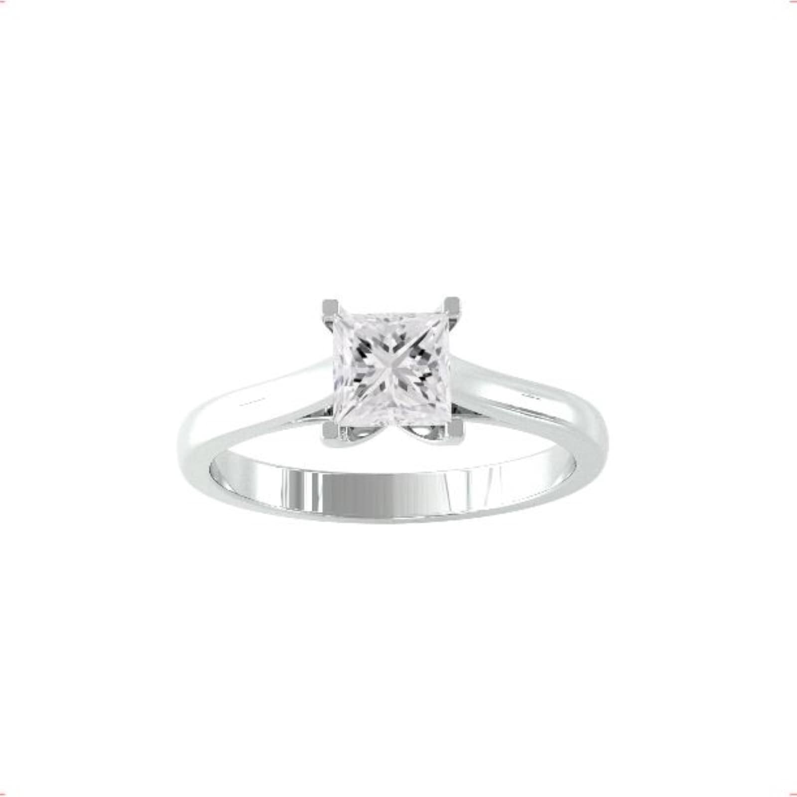 9ct White Gold 0.33cttw Princess Cut Diamond Ring - Ring Size W.5