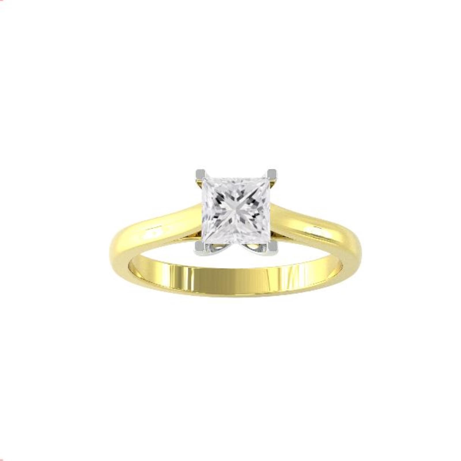 18ct Yellow Gold 0.75cttw Princess Cut Diamond Ring - Ring Size C